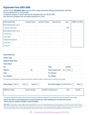New York Botanical Garden Self-Guided Visit Registration Form