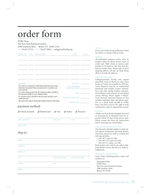 New York Botanical Garden Order Form