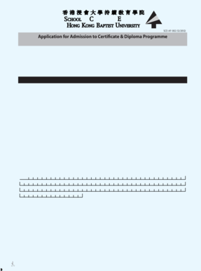 Application for Admission to Certificate & Diploma Programme