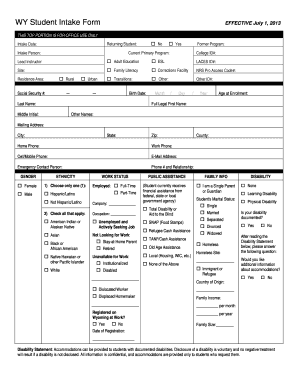 WY Student Intake Form