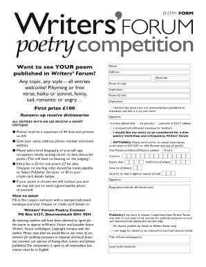 Writers Forum Poetry Competition Entry Form