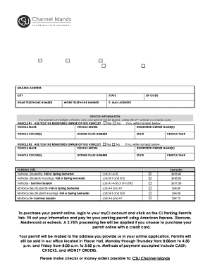 California Student Parking Registration Application