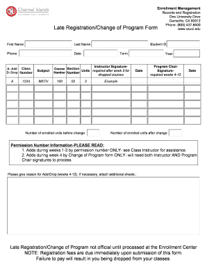 Late Registration/Change of Program Form
