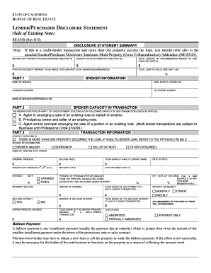 California Lender Purchaser Disclosure Statement