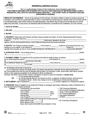 Maryland Residential Contract of Sale