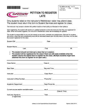 Petition to Register Late for Class