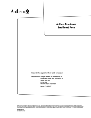 Anthem Blue Cross Enrollment Form