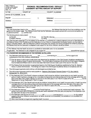 Alabama Child Support Judgment Form