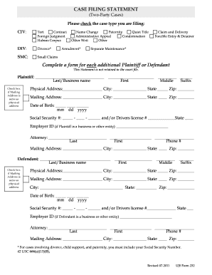 Case Filing Statement