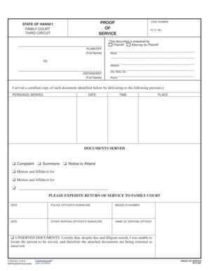 Hawaii Proof of Service