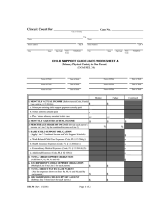 Child Support Guidelines Worksheet