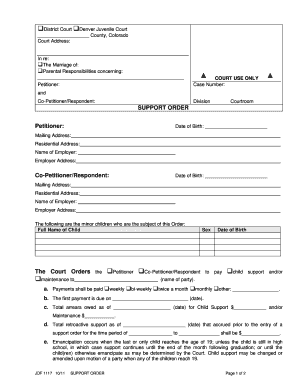 Colorado Support Order