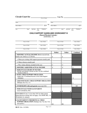 Child Support Guidelines Worksheet B