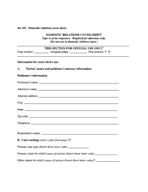 New Mexico Domestic Relations Cover Sheet