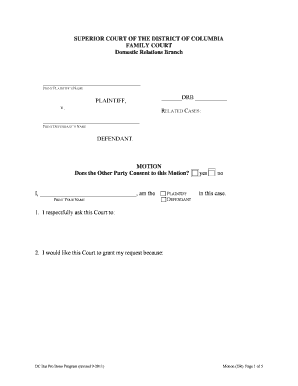 Motion for Relief in Family Court