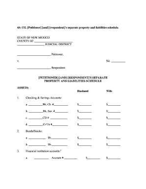 New Mexico Separate Property and Liabilities Schedule