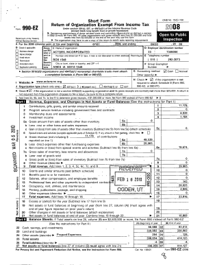 Form 990-EZ Return of Organization Exempt From Income Tax