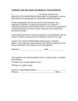 Consent and Release for Medical Photographs