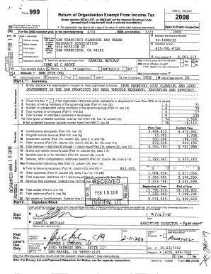 Form 990 Tax Exempt Organization Return
