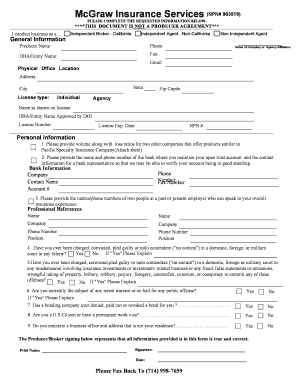 California Insurance Producer Information Form