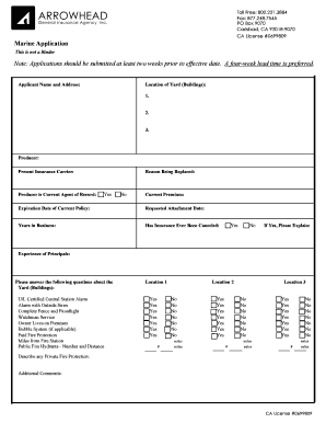 Marine Insurance Application Form