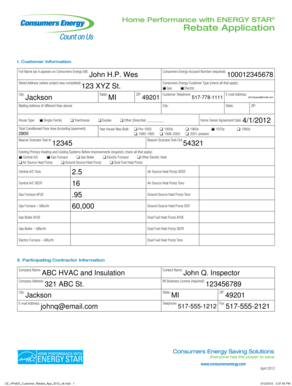 Home Performance with ENERGY STAR Rebate Application