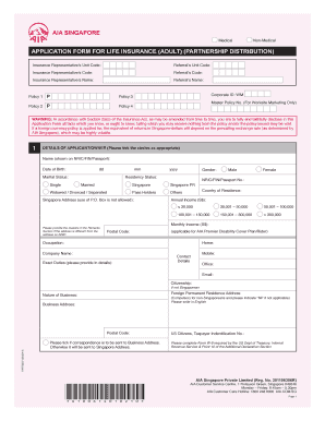 AIA Singapore Life Insurance Application Form