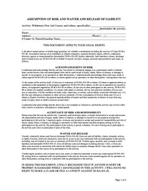 Assumption of risk and waiver and release of liability - NOLS - nols