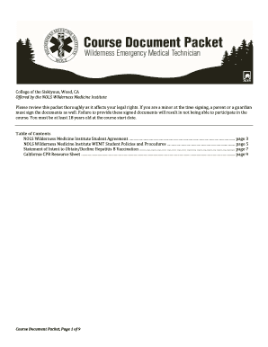 Wilderness Medicine Institute Student Agreement