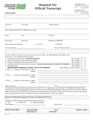 VCC Transcript Request Form