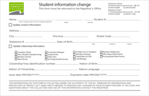 Student Information Change Form