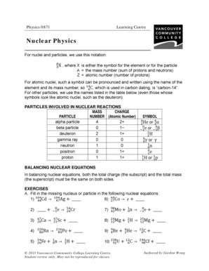 Nuclear Physics Exercises