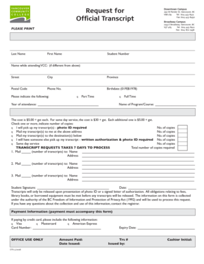 Official Transcript Request Form