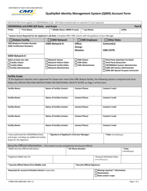 QualityNet Identity Management System Account Form