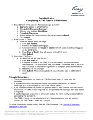 Discharge summary - Completing a 2764 Form in CROWNWeb. Completing a 2764 Form in CROWNWeb - esrdnetwork18