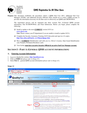 QIMS Registration Form for End Users
