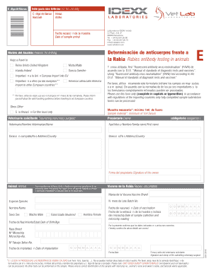 Formulario de Análisis de Anticuerpos de la Rabia