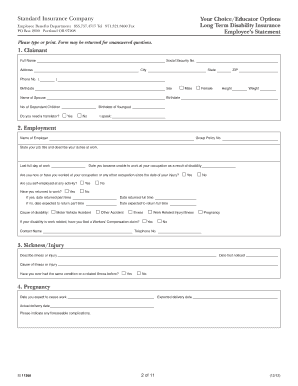 Standard Insurance Long Term Disability Claim Form
