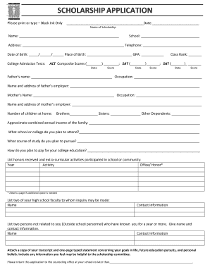 Scholarship Application Form