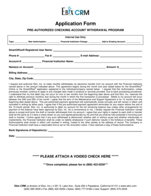 Pre-Authorized Checking Account Withdrawal Form