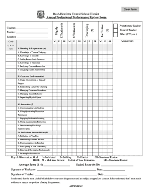 Teacher Performance Review Form