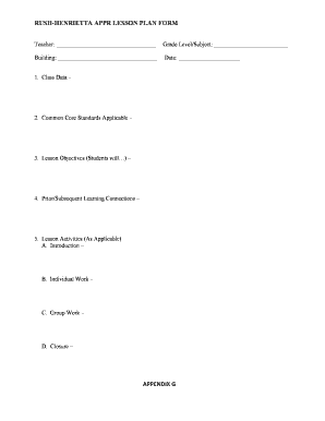 Rush-Henrietta Lesson Plan Form