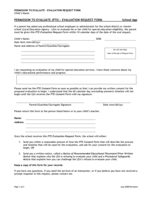 Permission to Evaluate - Evaluation Request Form