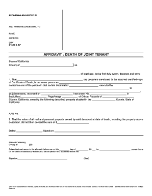 Affidavit Death of Joint Tenant