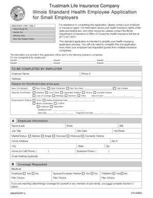 Illinois Standard Health Employee Application