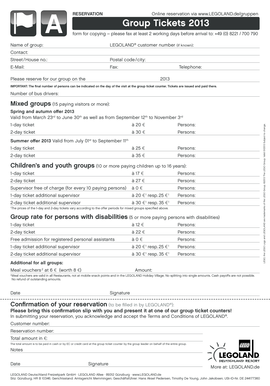 LEGOLAND Gruppenreservierung Formular