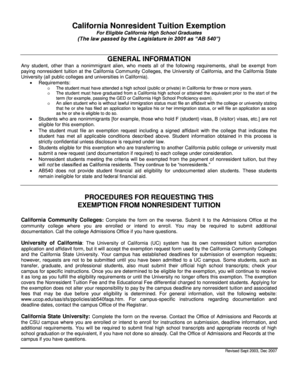 California Nonresident Tuition Exemption Form