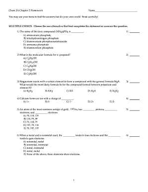 Chem 2A Chapter 2 Homework