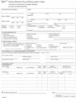 Vision service plan enrollment - Yosemite Community College District - yosemite