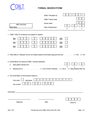 COBLT Formal Search Form